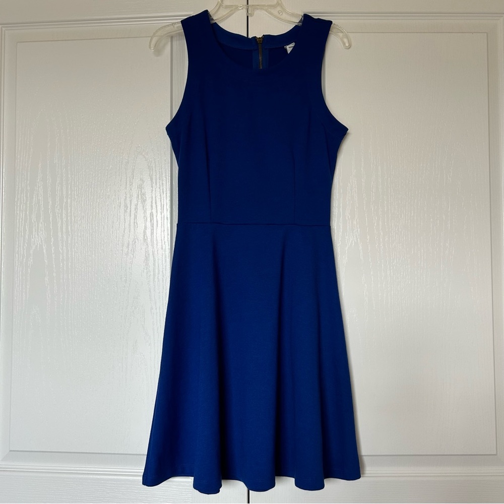 Old Navy Blue Sleeveless Fit & Flare Dress Knit Scoop Neck Cottagecore Size XS